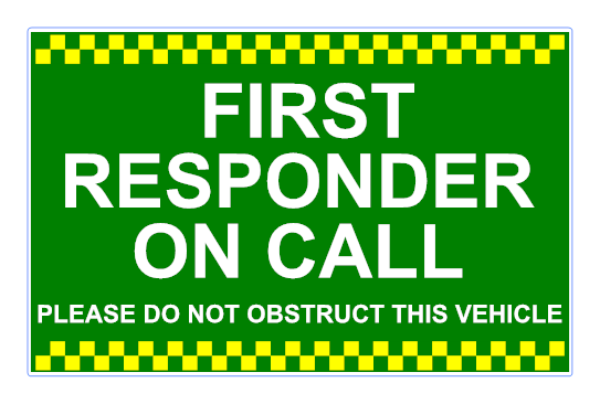 Dash Card - FIRST RESPONDER ON CALL Chq Design Green