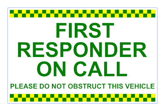 Dash Card - FIRST RESPONDER ON CALL Chq Design White