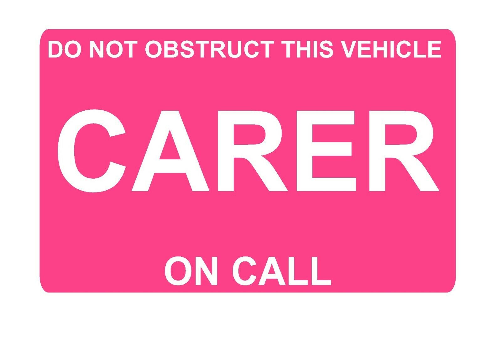 Dashcard CARER ON CALL Pink
