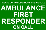 Dash Card - AMBULANCE FIRST RESPONDER