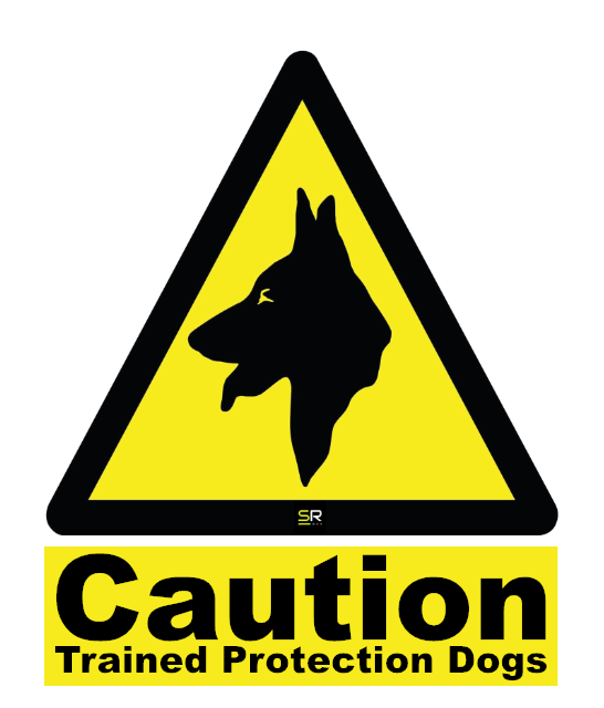 "Caution Trained Protection Dogs" Reflective Triangle Sticker - 200mm