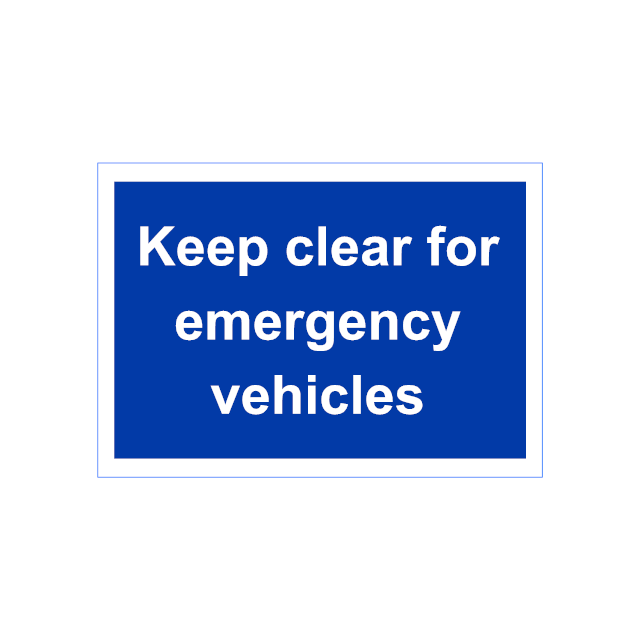 Keep Clear Emergency Vehicles Warning Sign - A4 & A5 Correx