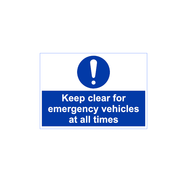 Keep Clear Emergency Vehicles - Landscape Warning Sign - A4 & A5 Correx