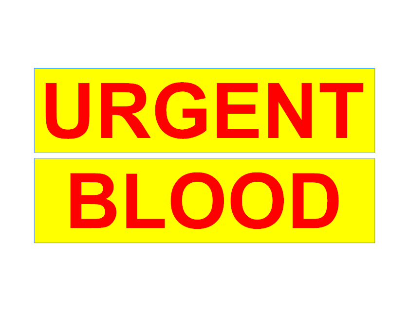 Sticker URGENT BLOOD 2 piece design 85mm