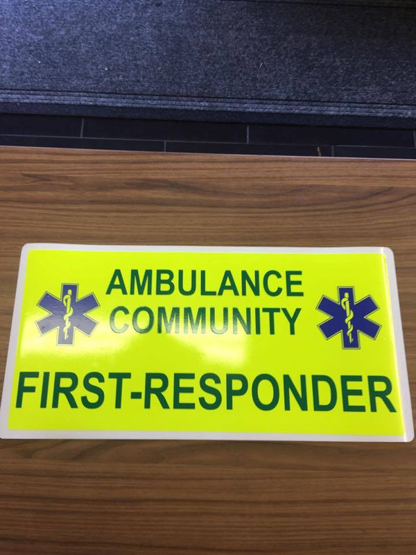 Ambulance Community First Responder Magnet with Bright Yellow Background (MG059)