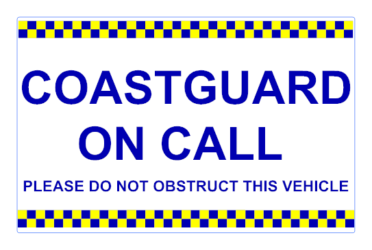 Dash Card - COASTGUARD ON CALL Chq Design White
