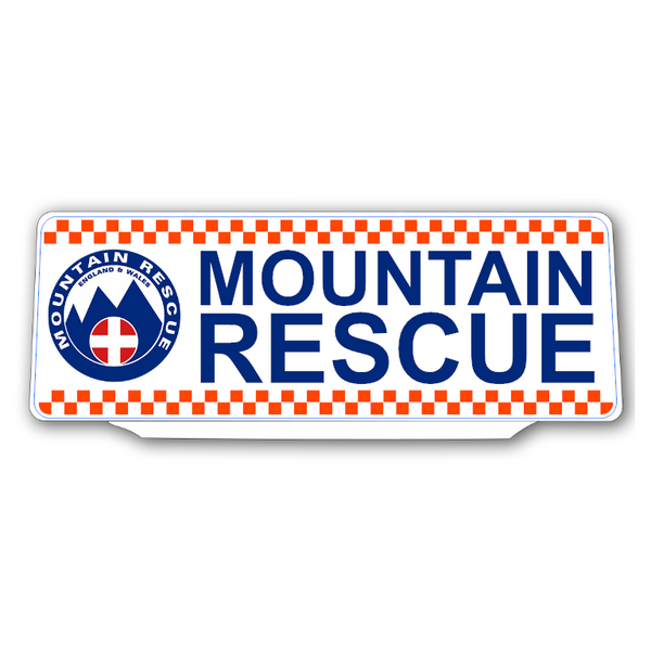 Univisor - MOUNTAIN RESCUE with Logo - White Background Blue Text Chequered Design - UNV275