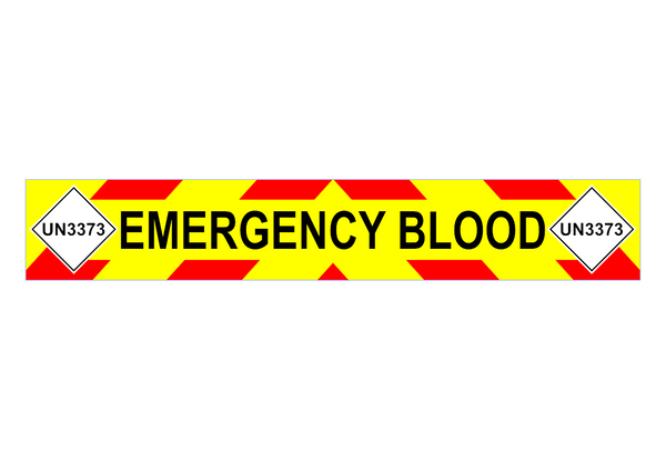 EMERGENCY BLOOD + UN3373 Sticker Chevron Design