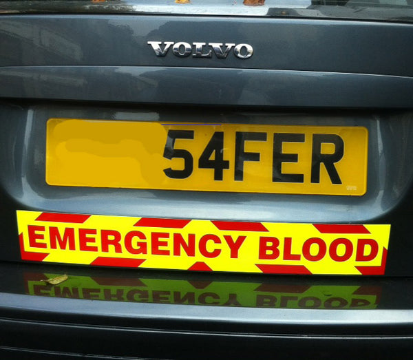 Emergency Blood Magnet with Day Glo Background and Chevron Styling (MG050)
