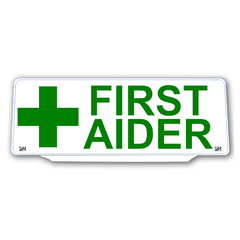 Univisor - FIRST AIDER with Cross - White Background Green Text - UNV291