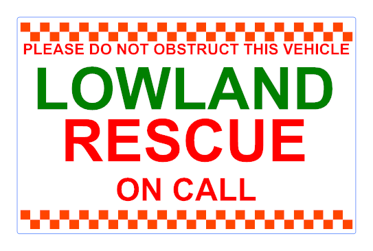 Dash Card - LOWLAND RESCUE Chq Design White