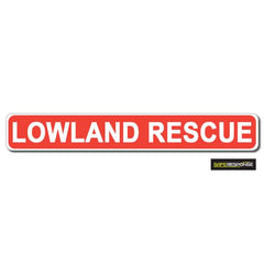 LOWLAND RESCUE Red with White Text (MG188)