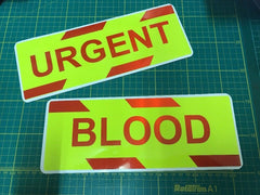 Magnet Urgent Blood x 2 Piece Chevron Design 260mm x 100mm (MG015)