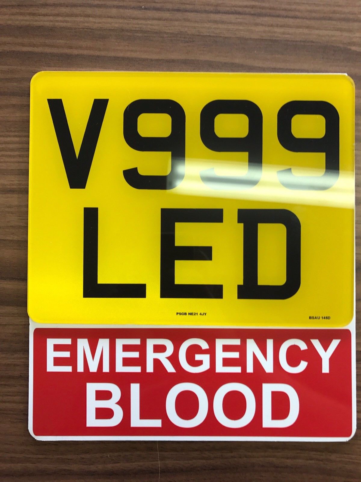 Motorcycle Number Plate Extension - EMERGENCY BLOOD
