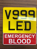 Motorcycle Number Plate Extension - EMERGENCY BLOOD