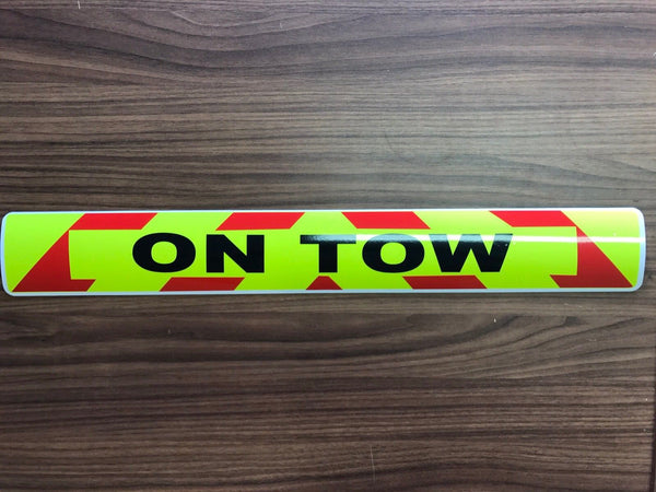 Sticker - ON TOW - 610mm - Dayglo / Red
