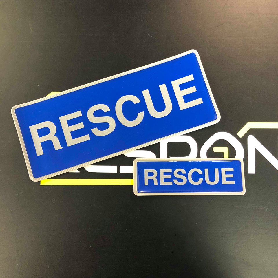 RESCUE - Digitally Printed Encapsulated Badge – Safe Response UK