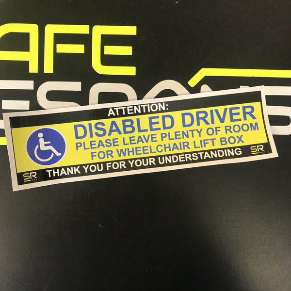 245mm Sticker - Disabled Driver Leave Room for Wheelchair - Yellow - ST24577