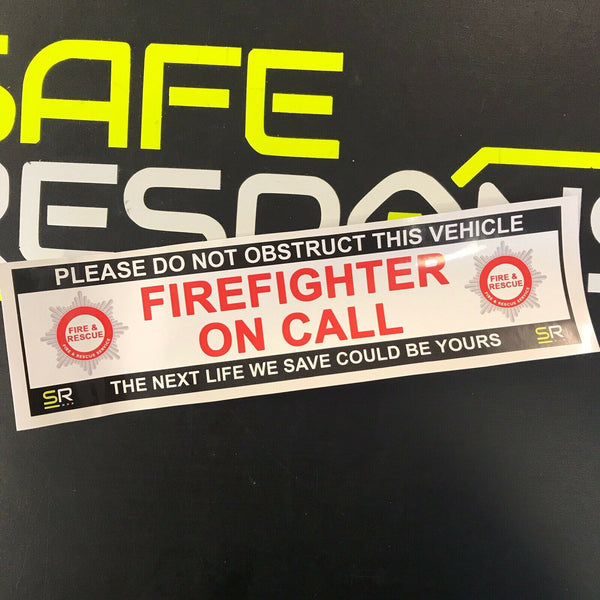 245mm Sticker -FIREFIGHTER on Call - with Fire Service Crest - ST24578