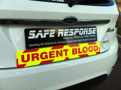 Urgent Blood Magnet with Day Glo Background and Chevron Styling (MG049)