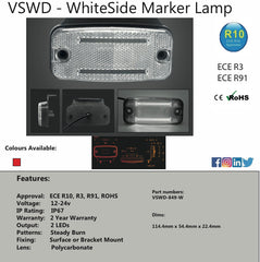VSWD-849-W - LED Marker Light - White  ECE R10
