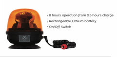 Rechargeable LED Battery Powered Amber Magnetic Base Beacon