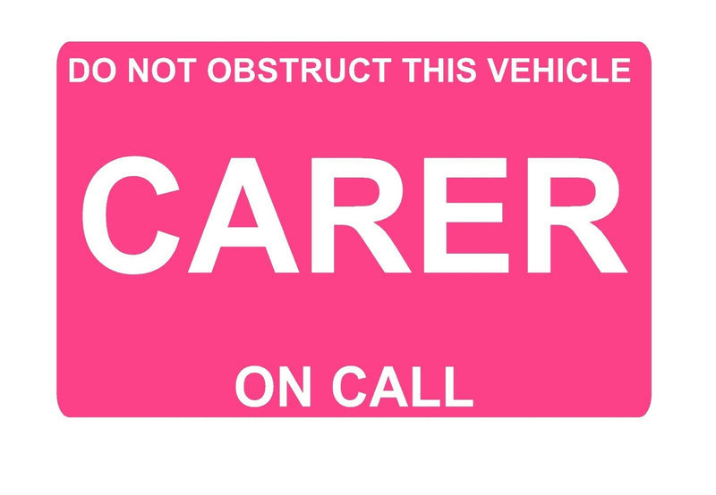 Dashcard CARER ON CALL Pink
