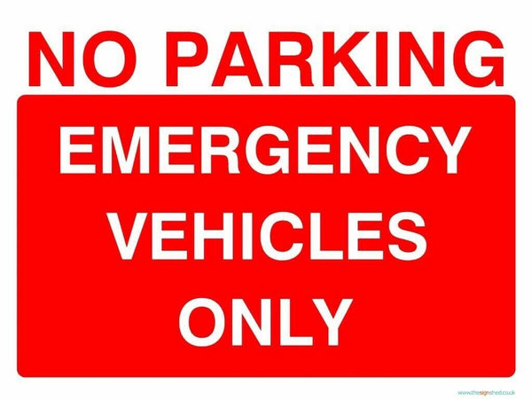 Sticker A5 PARKING EMERGENCY VEHICLES ONLY
