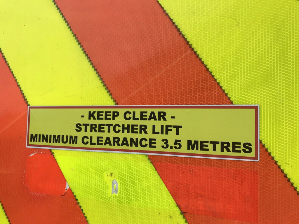 “Keep Clear – Stretcher Access” Reflective Sticker – 400mm