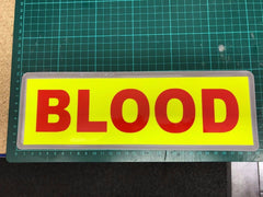 BLOOD 300mm on encapsulated badge material